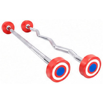 LM-9016 Cpu Round Steel Barbells - Red/white, white background
