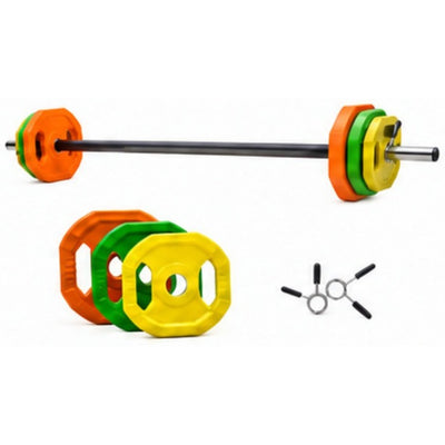 LM-9126 Studio Barbell Set - Colored Plates, white background