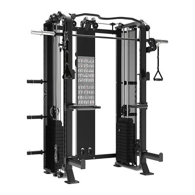 BK-3110 Multi-Function Smith Machine, twin weight stacks, black