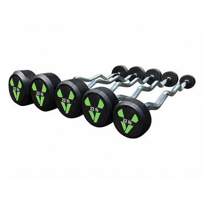 LM-4037 Round Rubber Curl Barbells, white background
