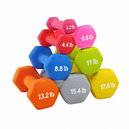 LM-4051 Plastic-Dipped Hexagonal Dumbbells, white background