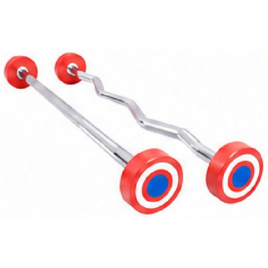 LM-9016 Cpu Round Steel Barbells - Red/white, white background