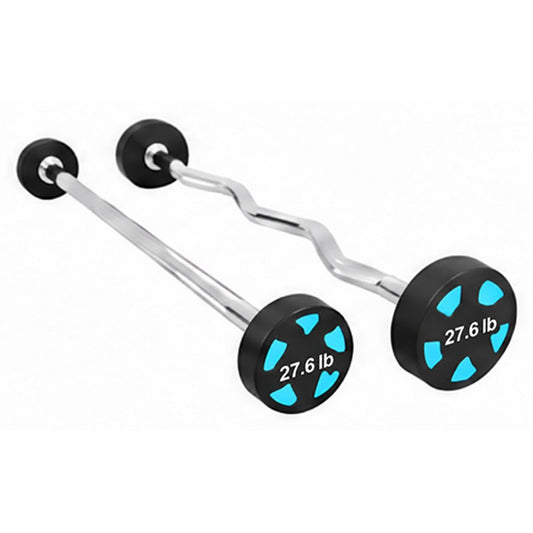 LM-9021-B Cpu Round Steel Curl Barbell - Blue, white background