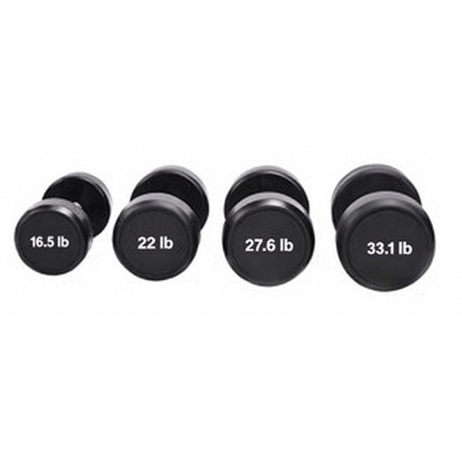 LM-9048 Round Rubber Dumbbells - Plain Face, white background